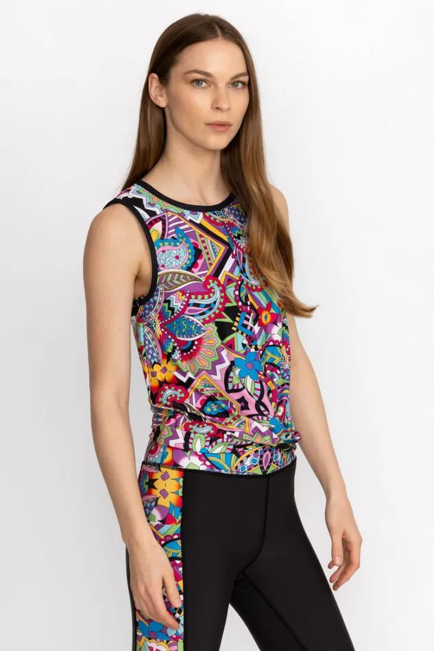 Women BEE ACTIVE CROSSOVER TANK Demarne Print Johnny Was Active Women BEE ACTIVE CROSSOVER TANK Demarne Print Johnny Was Active