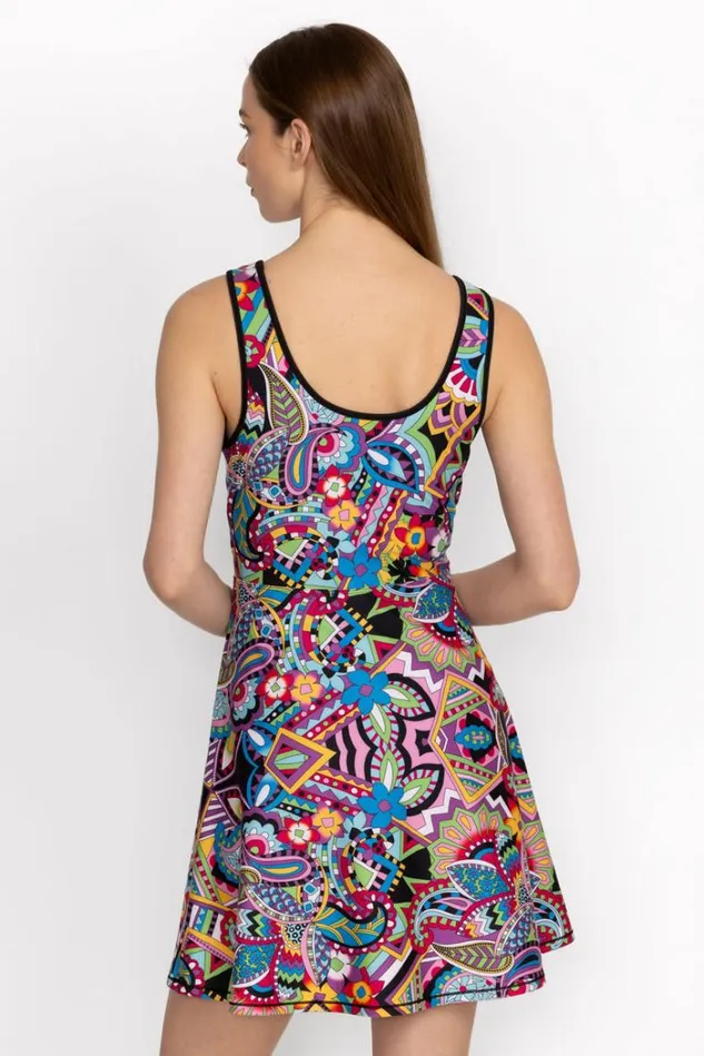 Women BEE ACTIVE SCOOP BACK FIT AND FLARE TENNIS DRESS Demarne Print Johnny Was Dresses