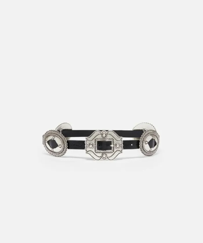Women Belts Pinko Belt With Large Buckle 2cm Blackold Silver