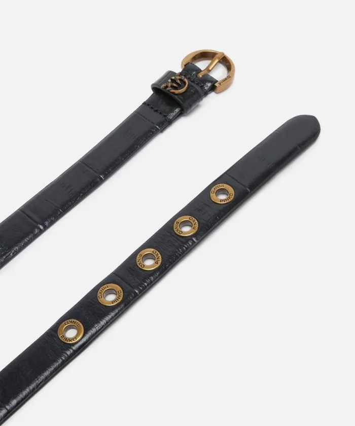 Women Belts Pinko Eelprint Belt 2cm Blackantique Gold