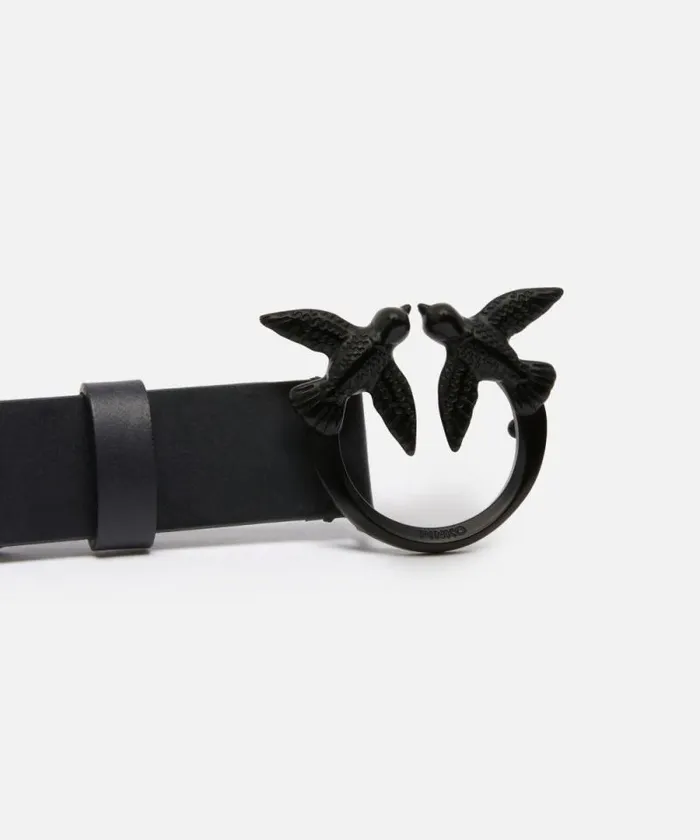 Women Belts Pinko Leather Belt With Metal Studs 3 Cm Limo Black Block Colour Women Belts Pinko Leather Belt With Metal Studs 3 Cm Limo Black Block Colour