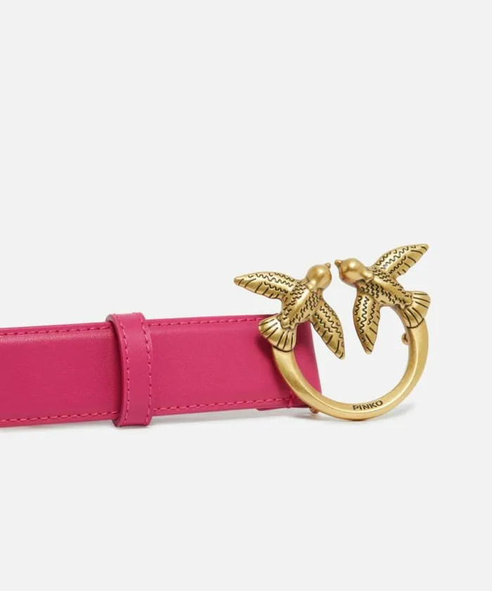 Women Belts Pinko Love Birds Leather Belt 3cm Pinko Pinkantique Gold Women Belts Pinko Love Birds Leather Belt 3cm Pinko Pinkantique Gold