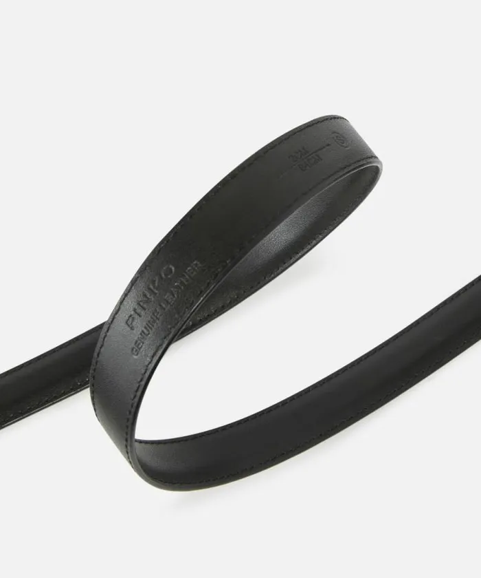Women Belts Pinko Love Birds Thin Leather Belt 2cm Blackold Silver Women Belts Pinko Love Birds Thin Leather Belt 2cm Blackold Silver