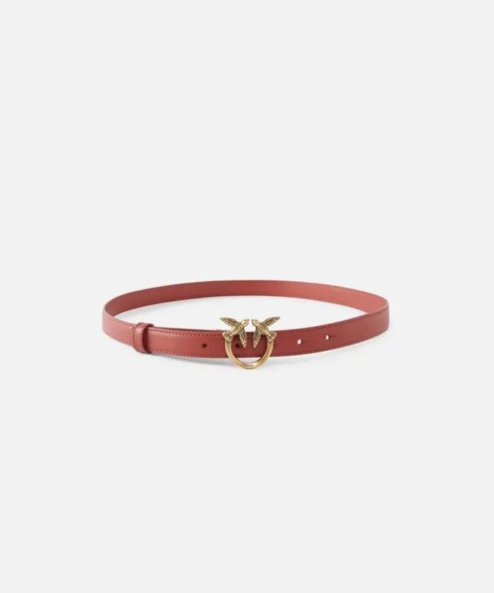 Women Belts Pinko Love Birds Thin Leather Belt 2cm Red Ochreantiquegold