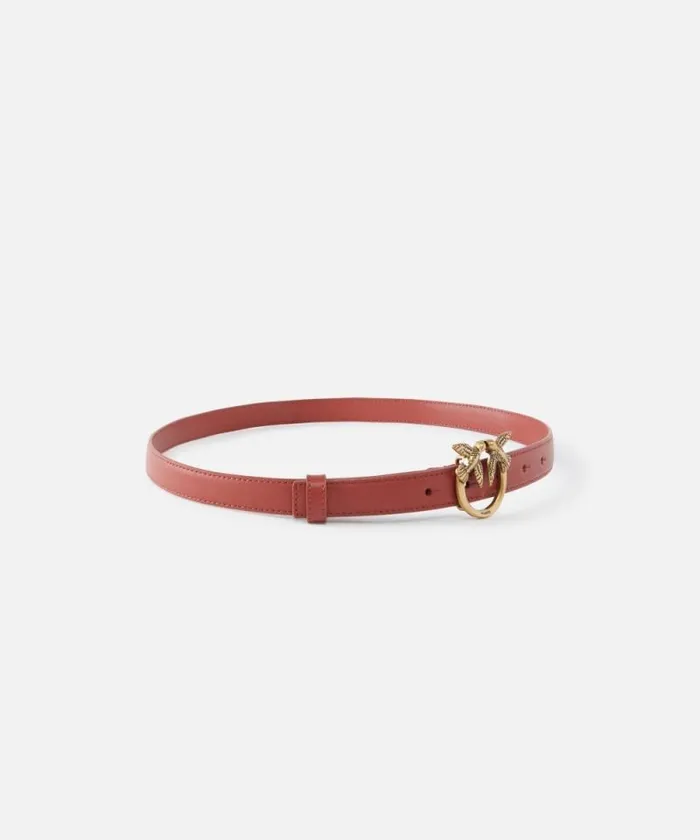 Women Belts Pinko Love Birds Thin Leather Belt 2cm Red Ochreantiquegold