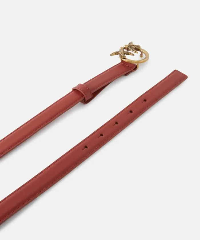 Women Belts Pinko Love Birds Thin Leather Belt 2cm Red Ochreantiquegold