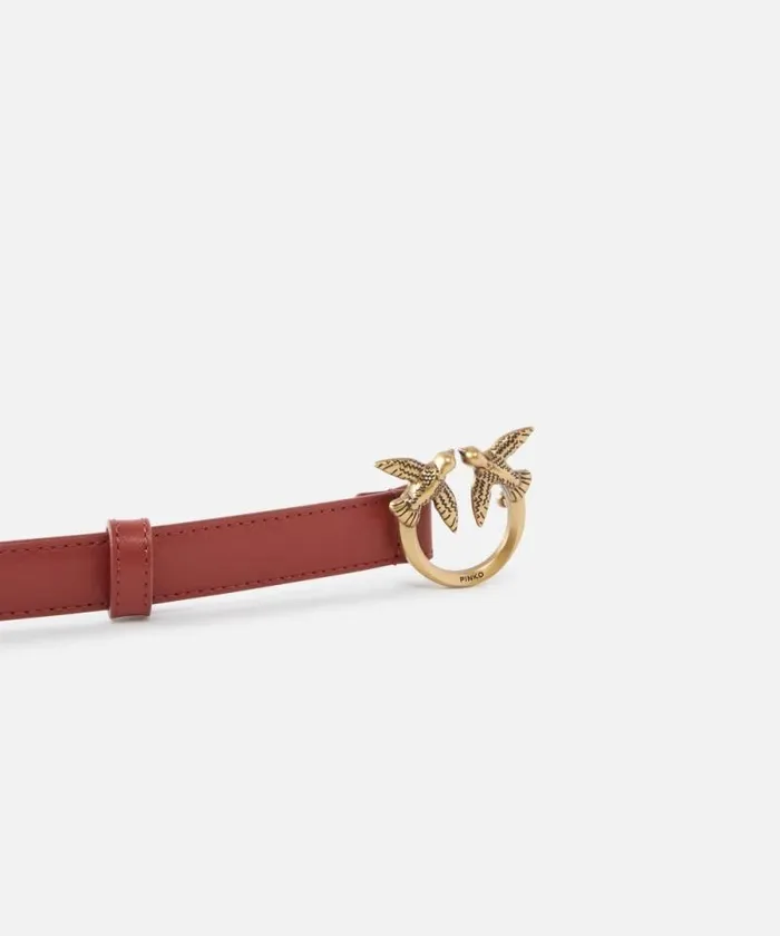 Women Belts Pinko Love Birds Thin Leather Belt 2cm Red Ochreantiquegold