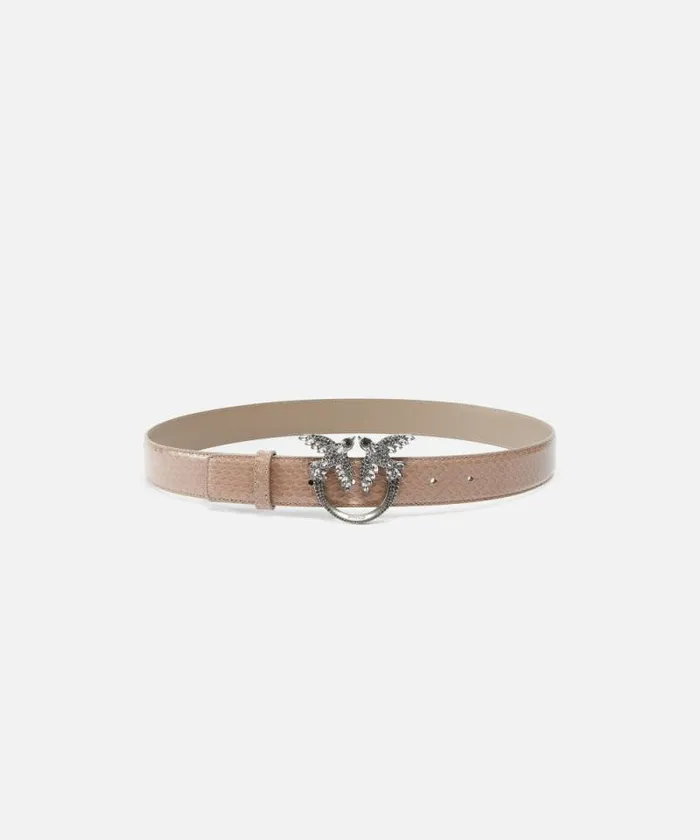 Women Belts Pinko PINKO Galleria 3cm Belt In Glossy Python Skin Lit Ashold Silver Women Belts Pinko PINKO Galleria 3cm Belt In Glossy Python Skin Lit Ashold Silver