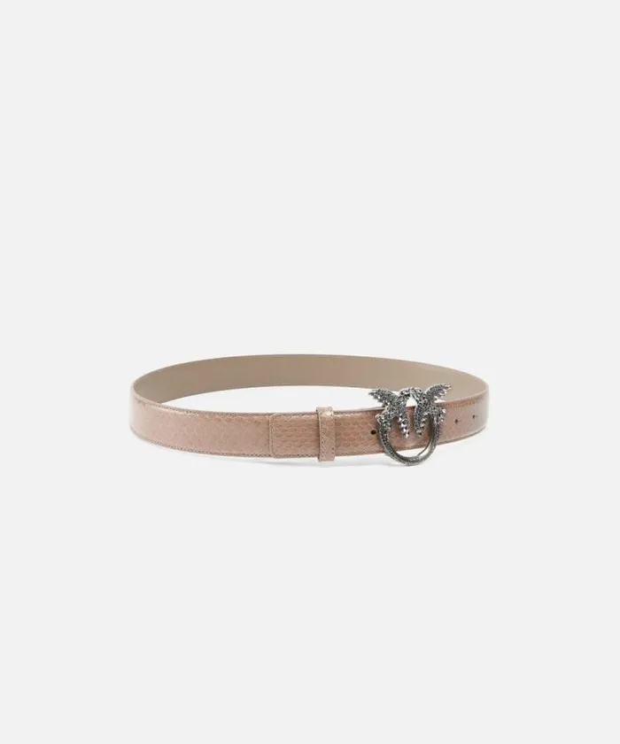 Women Belts Pinko PINKO Galleria 3cm Belt In Glossy Python Skin Lit Ashold Silver Women Belts Pinko PINKO Galleria 3cm Belt In Glossy Python Skin Lit Ashold Silver