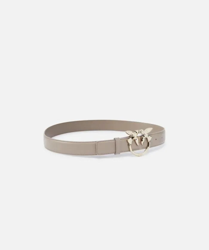 Women Belts Pinko PINKO Galleria 3cm Leather Belt With Birds Buckle Lit Ashlightgold