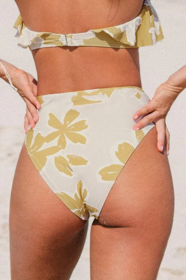 Women Bikini Bottoms Cupshe Delicate Expressions Cheeky High Waist Bottom Multicolor