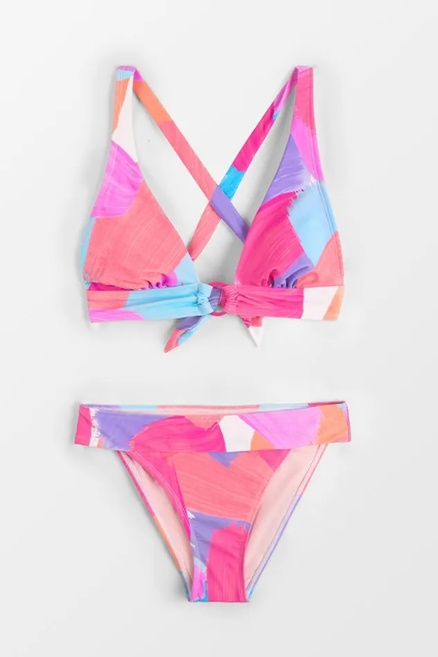 Women Bikini Sets Cupshe Abstract Expressions Tall Tri And Classic Hipster Bikini Set Multicolor