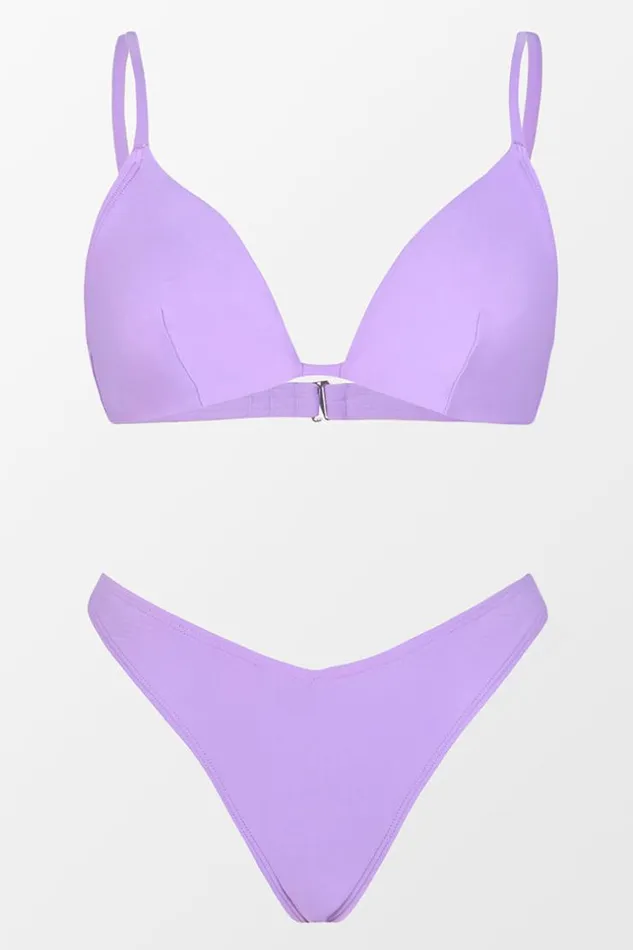 Women Bikini Sets Cupshe Beach Party Solid Fixed Triangle And Ultra Cheeky Hipster Set Purple