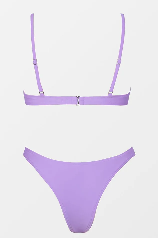 Women Bikini Sets Cupshe Beach Party Solid Fixed Triangle And Ultra Cheeky Hipster Set Purple