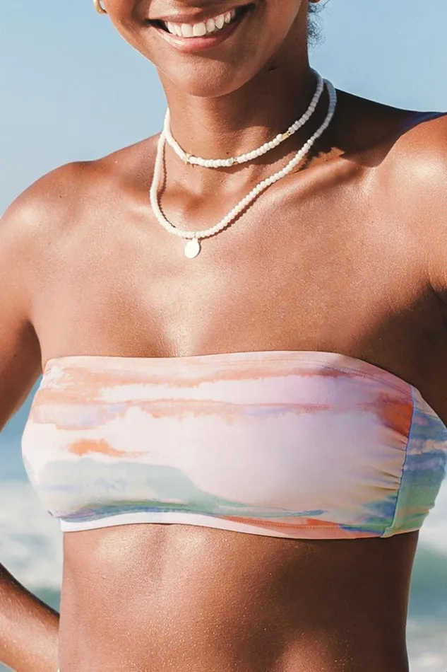 Women Bikini Sets Cupshe Clouds Bandeau And Cheeky High Waist Bikini Set Multicolor