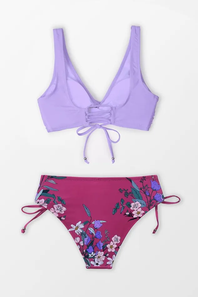 Women Bikini Sets Cupshe Summer Seaside Wrap Front Bralette And Hipster Bikini Set Purple
