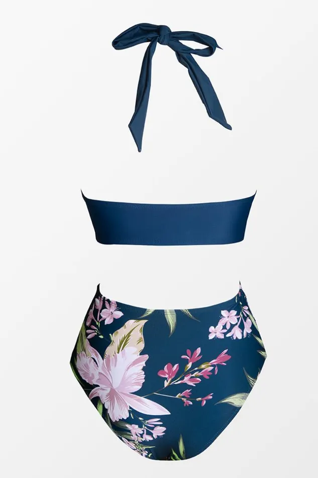 Women Bikini Sets Cupshe Winter Fantasy Halter Bralette And Shirred High Waist Bikini Set Multicolor