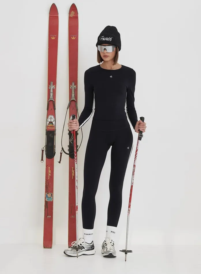 Women Black 4th Branded Contrast Piping Legging Indra 4th and Reckless Athleisure