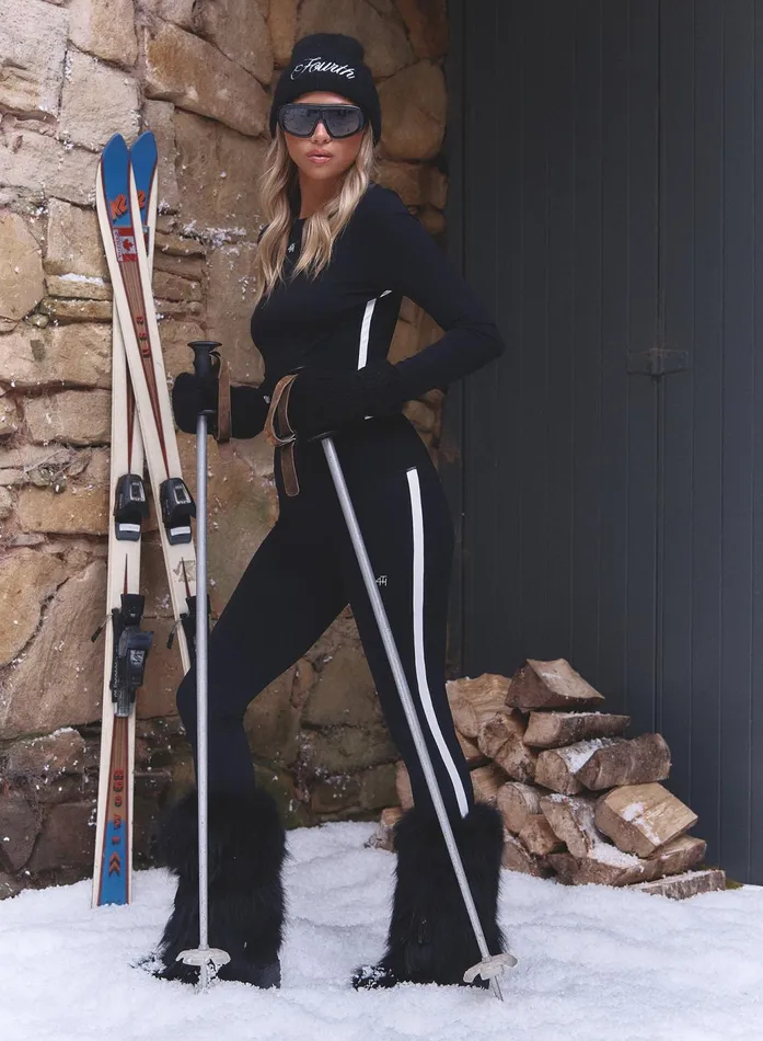 Women Black 4th Branded Contrast Piping Legging Indra 4th and Reckless Athleisure