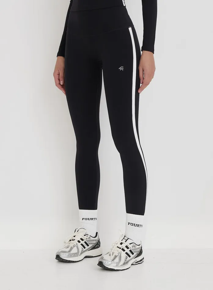 Women Black 4th Branded Contrast Piping Legging Indra 4th and Reckless Athleisure