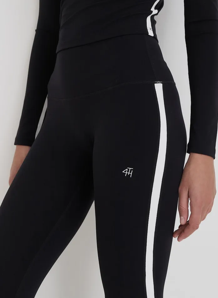 Women Black 4th Branded Contrast Piping Legging Indra 4th and Reckless Athleisure