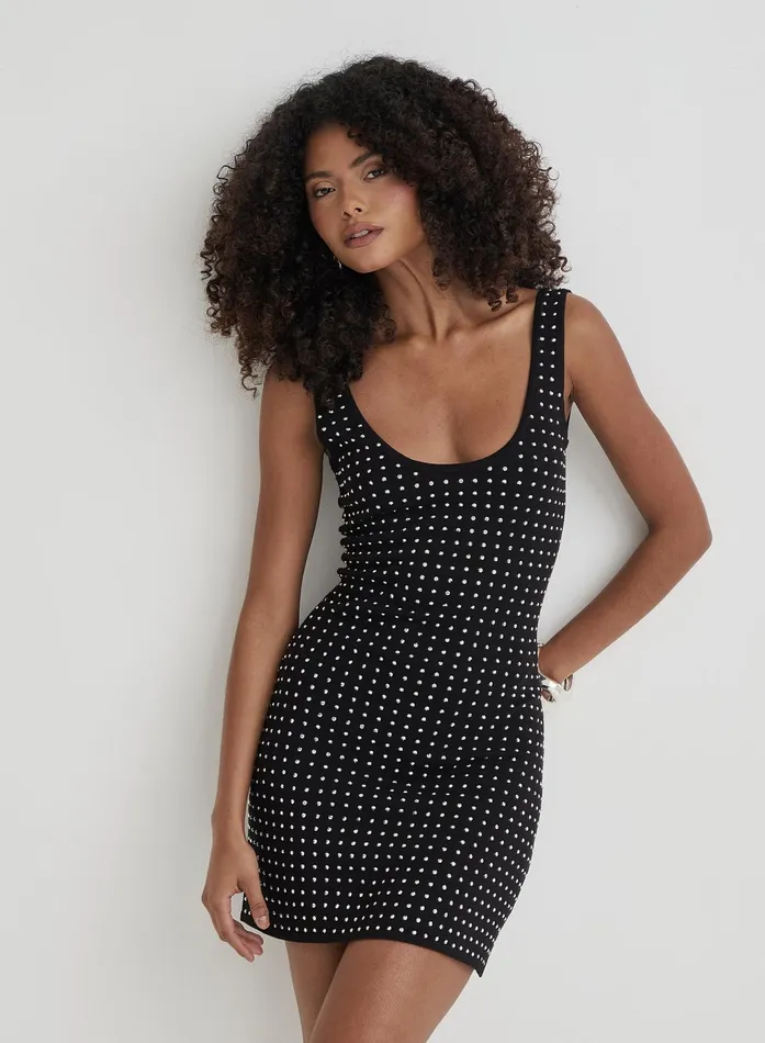 Women Black Embellished Mini Dress Tallie 4th and Reckless Dresses