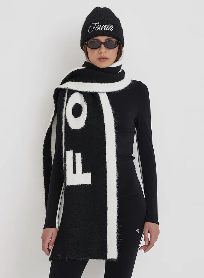 Women Black Fourth Branded Knitted Scarf Letti 4th and Reckless Knitwear