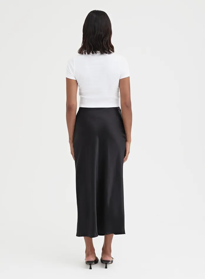 Women Black Satin Midaxi Skirt 8211 Novah 4th and Reckless Skirts