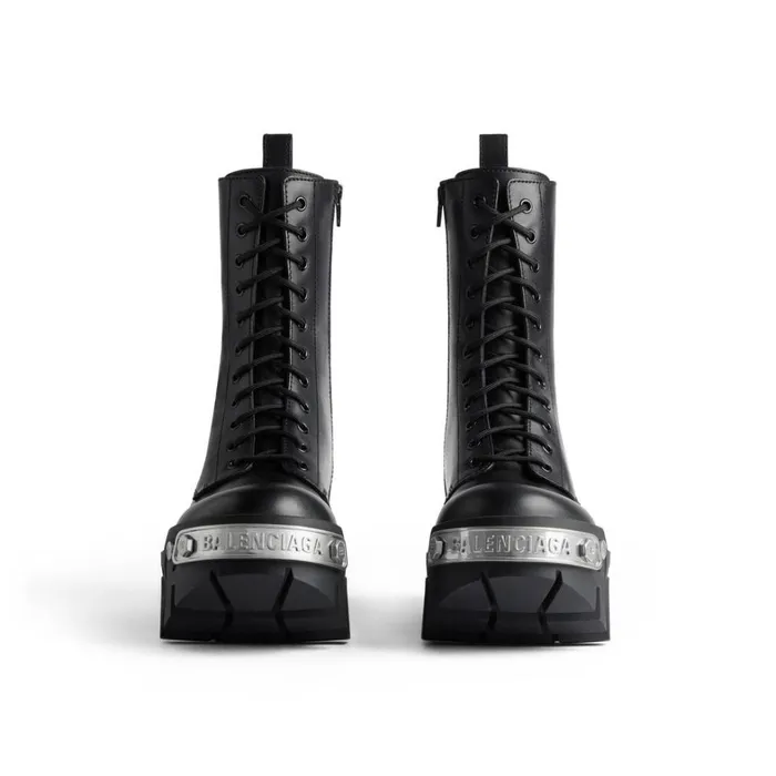 Women Boots and Ankle Boots Balenciaga Bulldozer Laceup Boot In Black