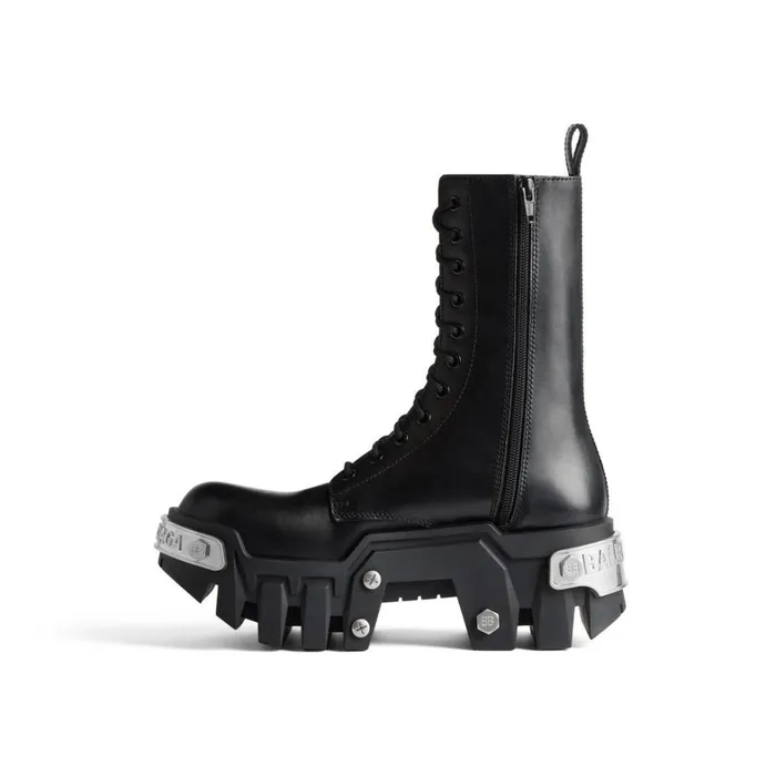 Women Boots and Ankle Boots Balenciaga Bulldozer Laceup Boot In Black