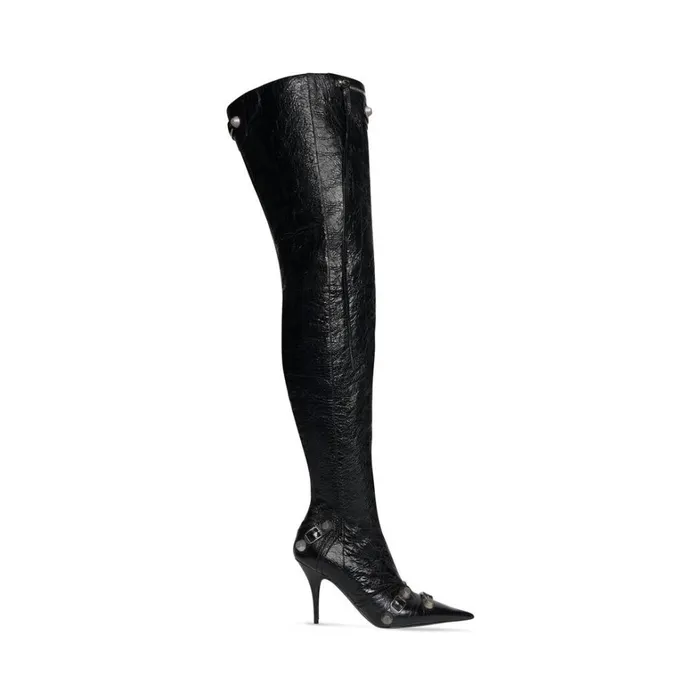 Women Boots and Ankle Boots Balenciaga Cagole 90mm Overtheknee Boot In Black