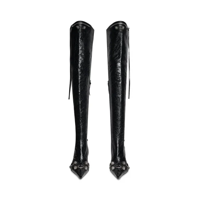 Women Boots and Ankle Boots Balenciaga Cagole 90mm Overtheknee Boot In Black