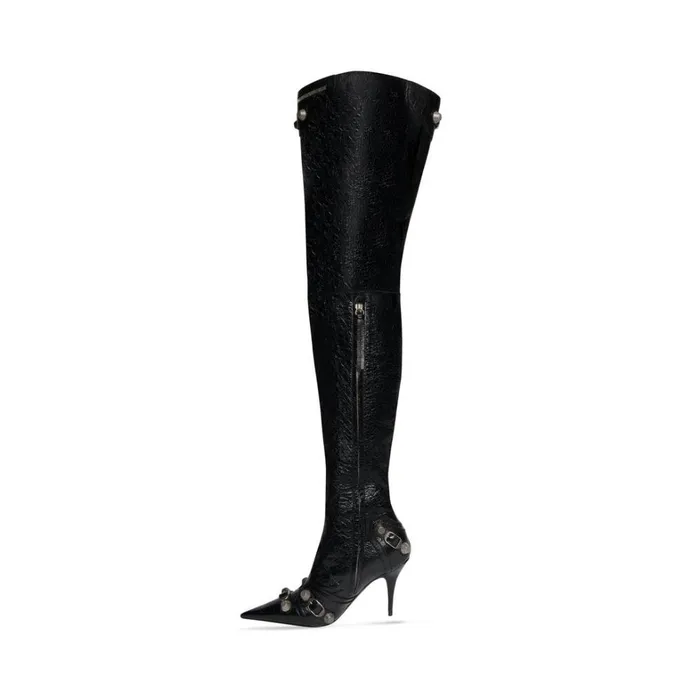 Women Boots and Ankle Boots Balenciaga Cagole 90mm Overtheknee Boot In Black