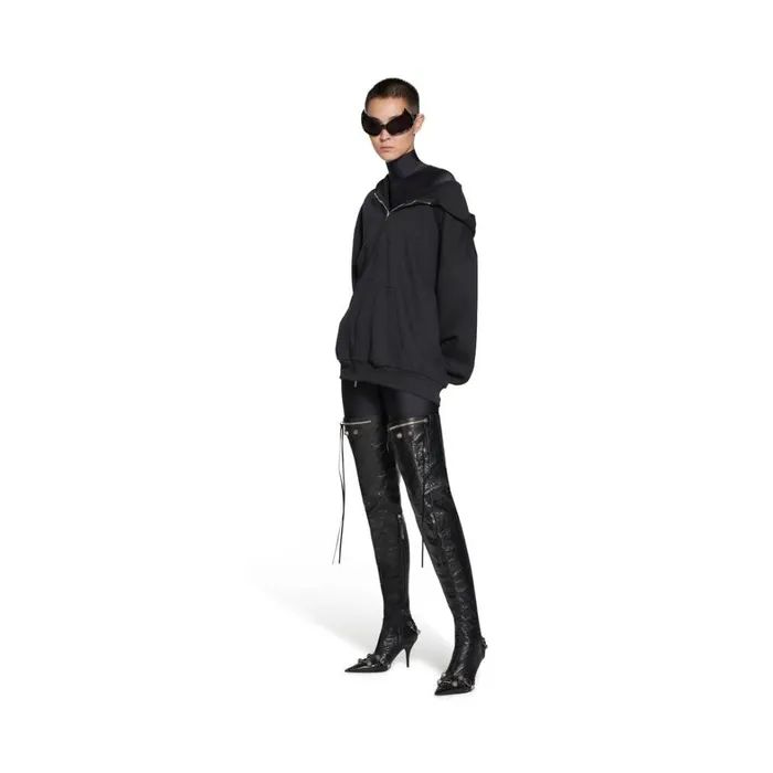 Women Boots and Ankle Boots Balenciaga Cagole 90mm Overtheknee Boot In Black