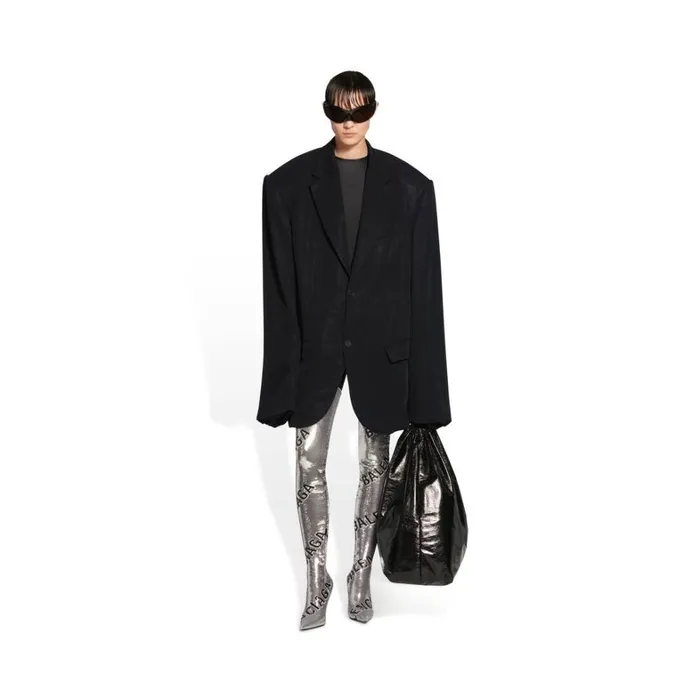 Women Boots and Ankle Boots Balenciaga Knife 110mm Overtheknee Allover Logo In Silver
