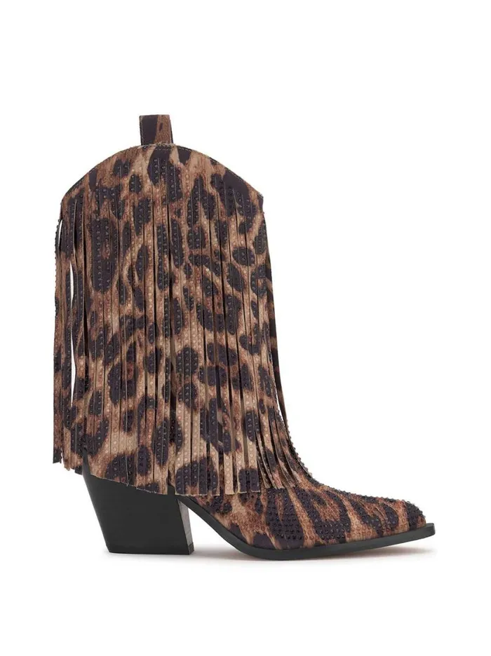 Women Boots and Booties Jessica Simpson Paredisa Fringe Bootie In Leopard