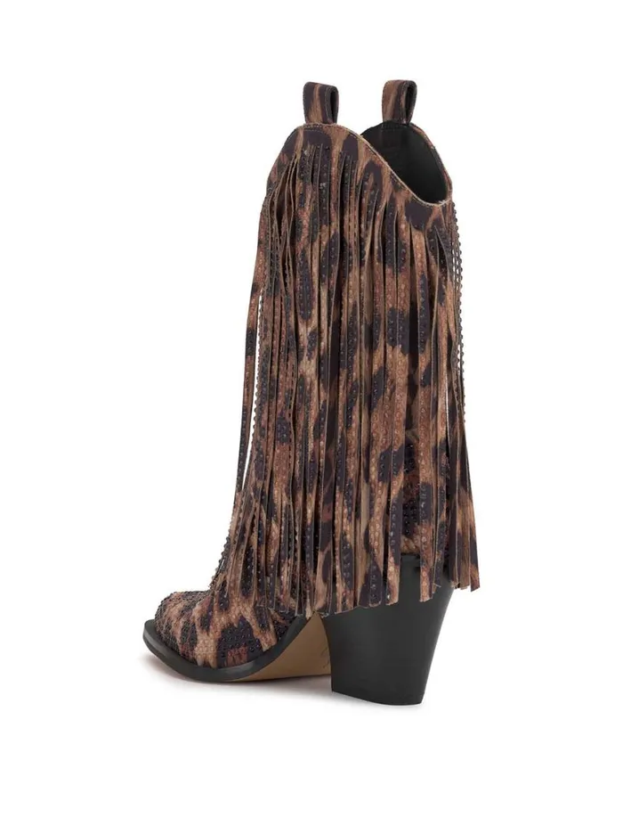 Women Boots and Booties Jessica Simpson Paredisa Fringe Bootie In Leopard