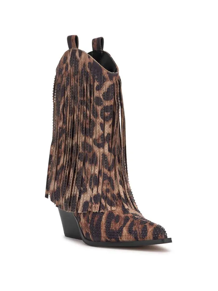 Women Boots and Booties Jessica Simpson Paredisa Fringe Bootie In Leopard