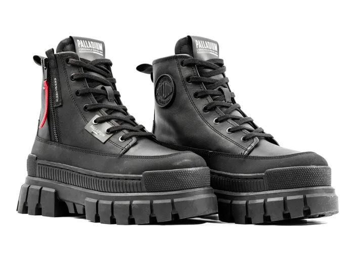 Women Boots PALLADIUM REVOLT BOOT ZIP LEATHER Blackblack