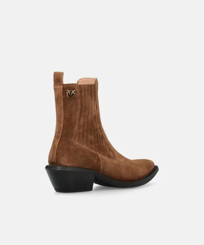 Women Boots Pinko Cowboy Ankle Boots In Suede Laminated Gold Women Boots Pinko Cowboy Ankle Boots In Suede Laminated Gold