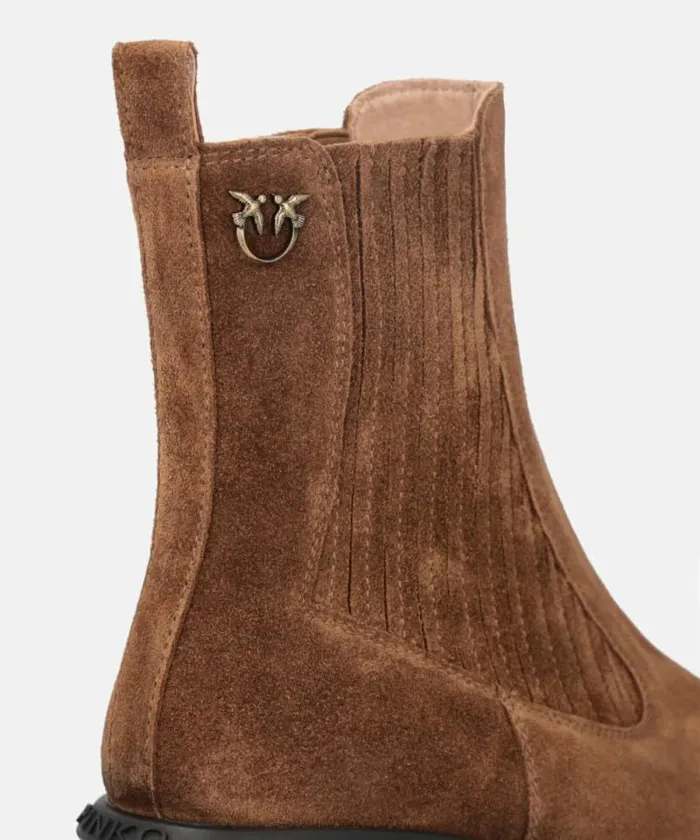 Women Boots Pinko Cowboy Ankle Boots In Suede Laminated Gold Women Boots Pinko Cowboy Ankle Boots In Suede Laminated Gold