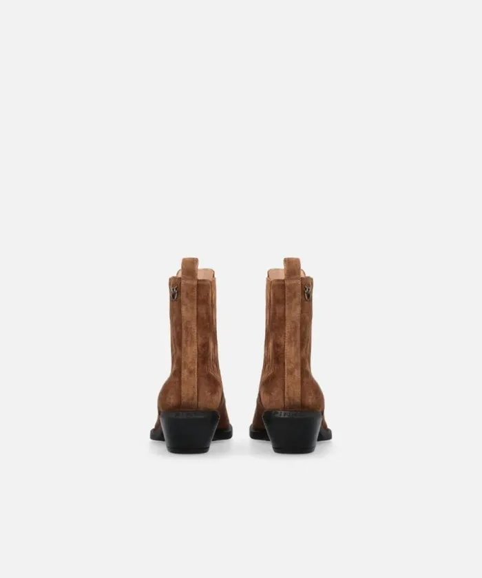 Women Boots Pinko Cowboy Ankle Boots In Suede Laminated Gold Women Boots Pinko Cowboy Ankle Boots In Suede Laminated Gold