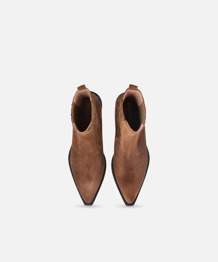 Women Boots Pinko Cowboy Ankle Boots In Suede Laminated Gold Women Boots Pinko Cowboy Ankle Boots In Suede Laminated Gold