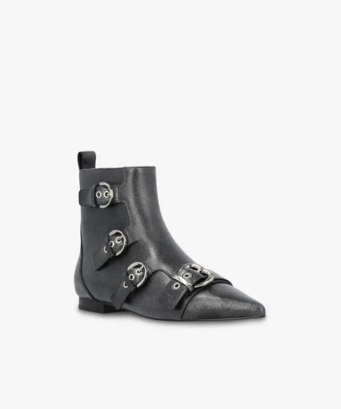 Women Boots Pinko Pointedtoe Leather Ankle Boots With Buckles Limo Black Women Boots Pinko Pointedtoe Leather Ankle Boots With Buckles Limo Black