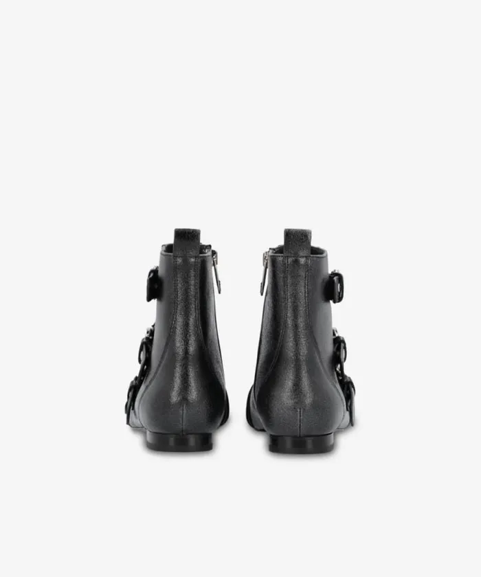 Women Boots Pinko Pointedtoe Leather Ankle Boots With Buckles Limo Black Women Boots Pinko Pointedtoe Leather Ankle Boots With Buckles Limo Black