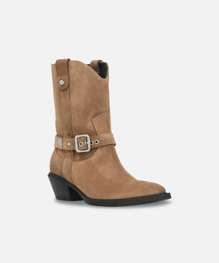 Women Boots Pinko Texanstyle Suede Ankle Boots With Heel Brown Women Boots Pinko Texanstyle Suede Ankle Boots With Heel Brown
