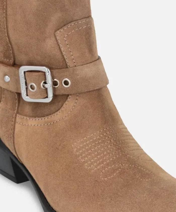 Women Boots Pinko Texanstyle Suede Ankle Boots With Heel Brown Women Boots Pinko Texanstyle Suede Ankle Boots With Heel Brown