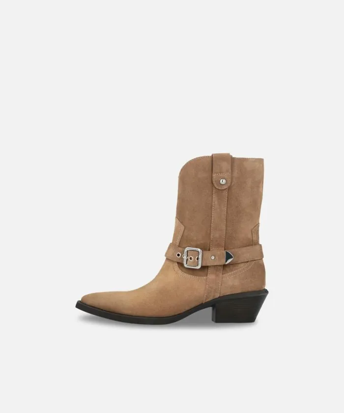 Women Boots Pinko Texanstyle Suede Ankle Boots With Heel Brown Women Boots Pinko Texanstyle Suede Ankle Boots With Heel Brown
