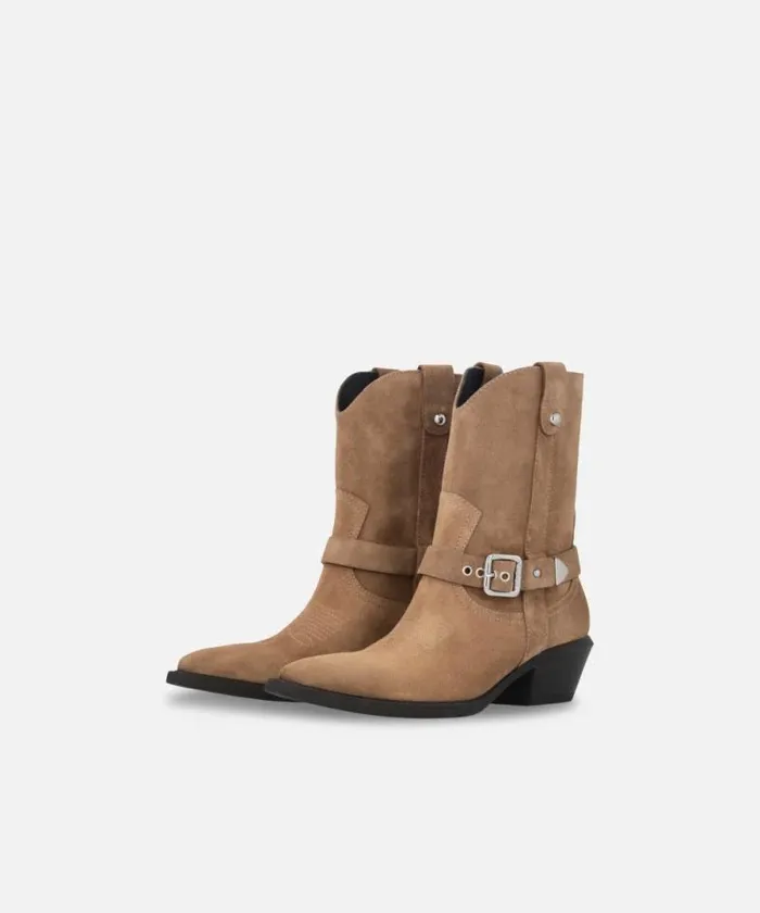 Women Boots Pinko Texanstyle Suede Ankle Boots With Heel Brown Women Boots Pinko Texanstyle Suede Ankle Boots With Heel Brown