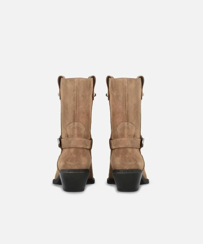 Women Boots Pinko Texanstyle Suede Ankle Boots With Heel Brown Women Boots Pinko Texanstyle Suede Ankle Boots With Heel Brown
